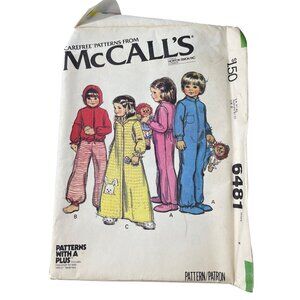 70s McCalls 6481 Toddlers Childs Pajamas Robe Jacket Pattern Size 1 1979 UNCUT